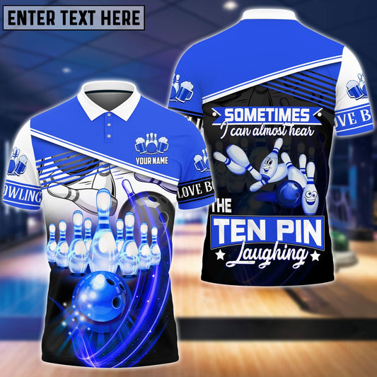 Frenzideas The Blue Bowling Ball Crashing The Pins Pattern Personalized Name 3D Shirt
