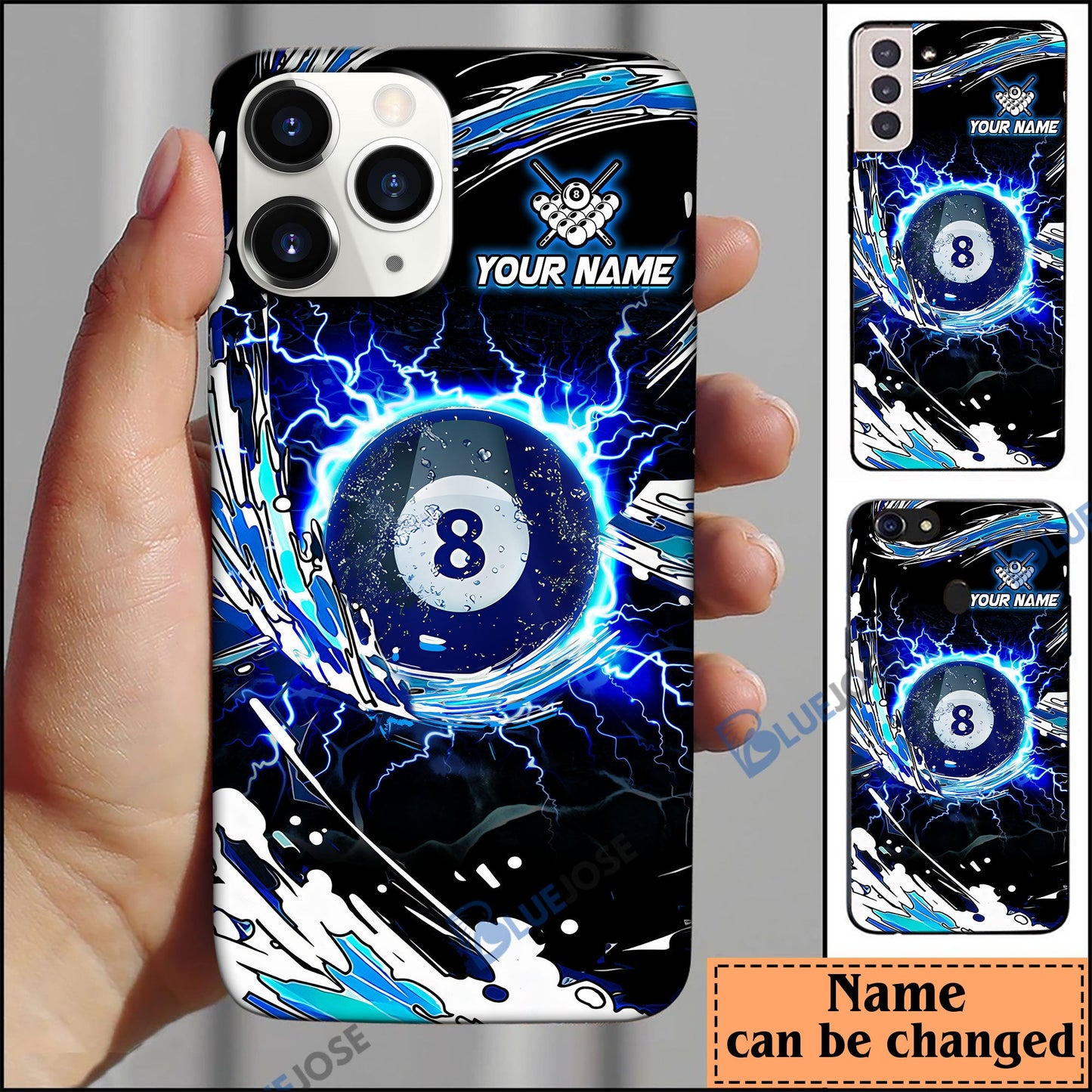 frenzidea 8 Ball  Billiards Blue Wave Personalized Name Phone Case