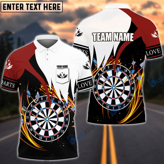 Frenzidea Darts Red & White Personalized Name 3D Poket Polo