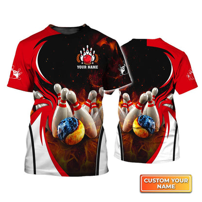 Frenzideas Water And Fire In Bowling Ball Personalized Name 3D Shirt