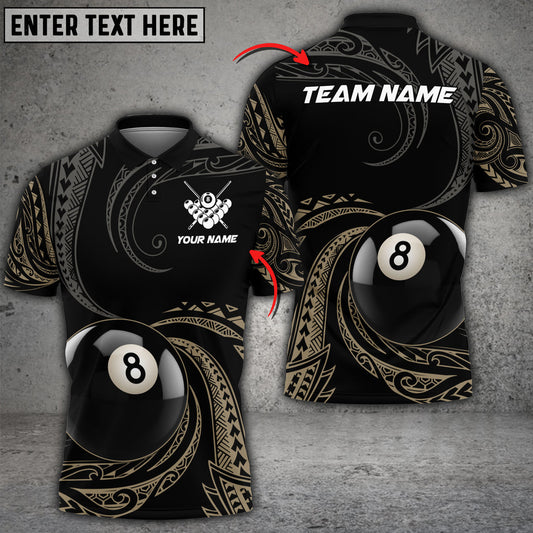 Frenzidea Billiards Ball Maori Polynesian Tattoo Personalized Name, Team Name Unisex Shirt
