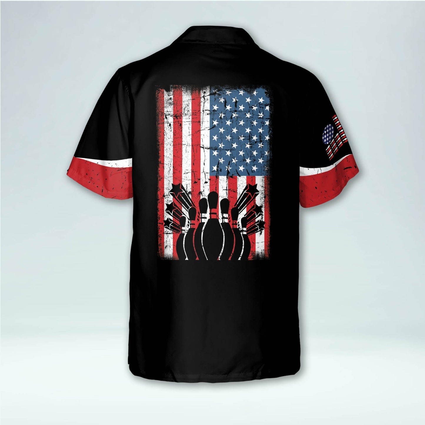 Frenzideas USA Bowling Flag Personalized Name Hawaiian Shirt