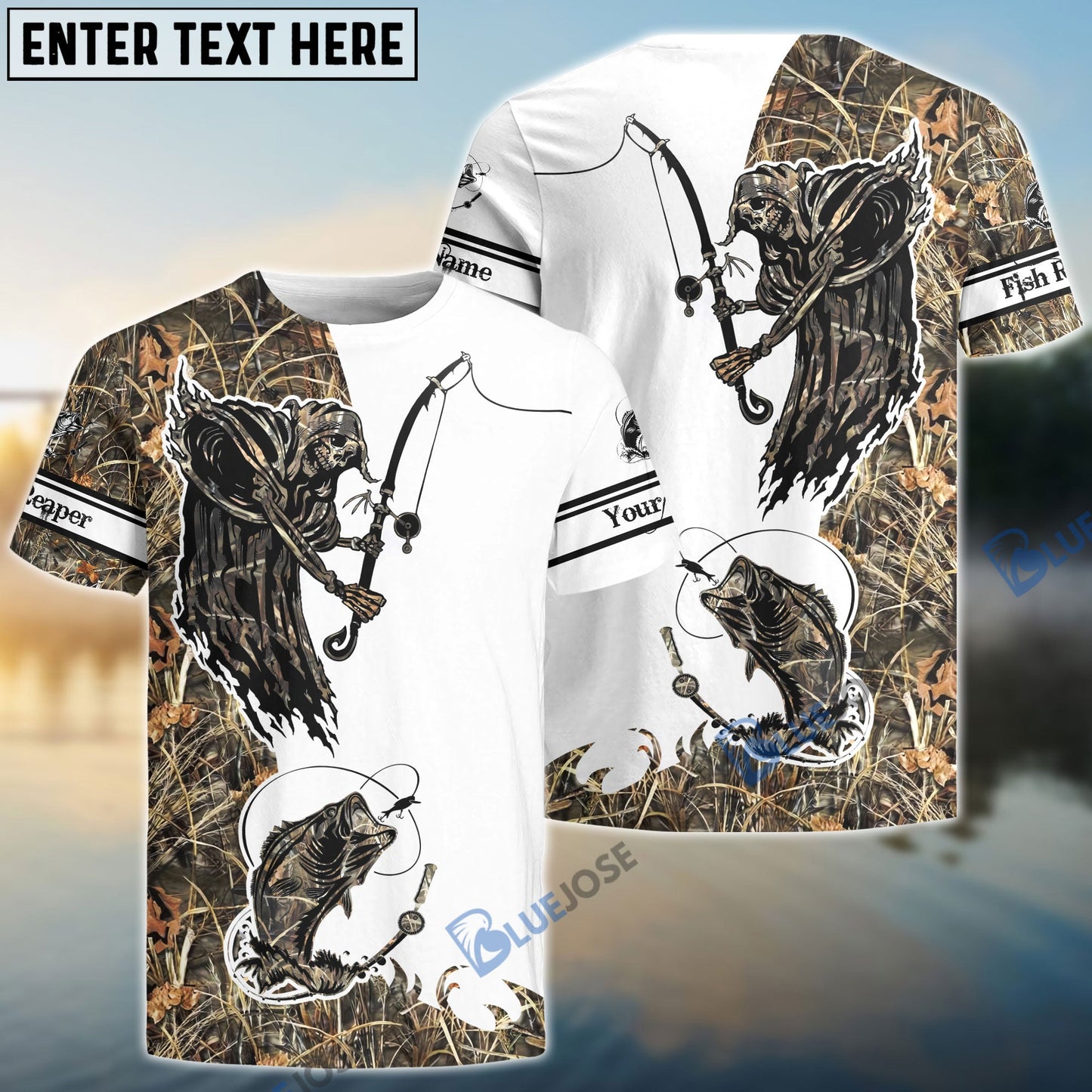 Frenzidea Bass Fishing Reaper Lake Camo Customize Name Long Sleeve