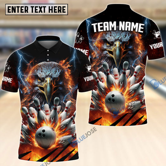 frenzideas Eagle Power Bowling And Pins Customized Name 3D Shirt