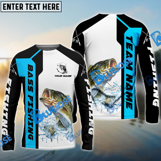 Frenzidea Bass Fishing Blue Line Sport Custom Name & Team Name 3D Shirts