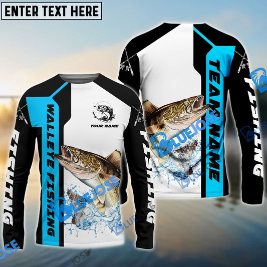 Frenzidea Walleye Fishing Blue Line Sport Custom Name & Team Name 3D Shirts