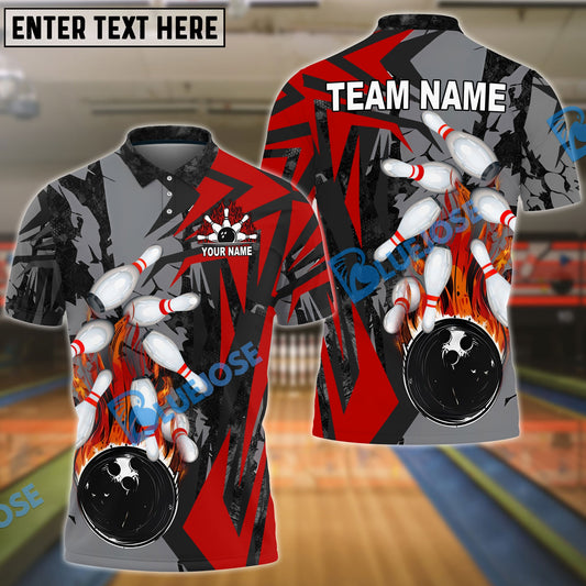 Frenzideas Bowling And Pins Dropping Bomb Multicolor Customized Name 3D Shirt ( 4 Colors )