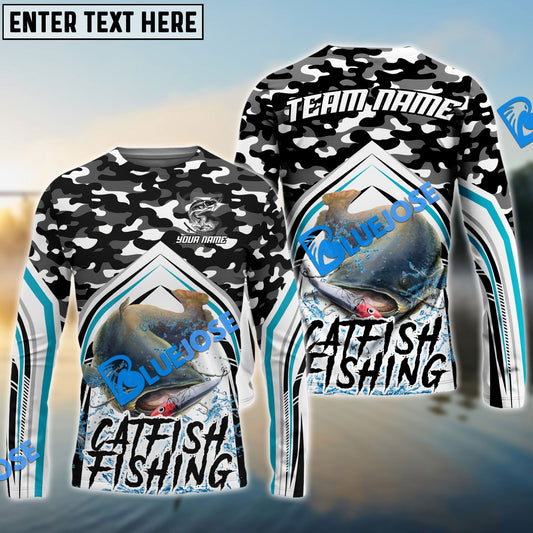Frenzidea Catfish Fishing Black Camo Sport Custom Name & Team Name 3D Shirts