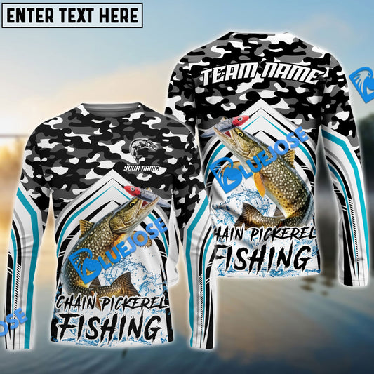 Frenzidea Chain Pickerel Fishing Black Camo Sport Custom Name & Team Name 3D Shirts
