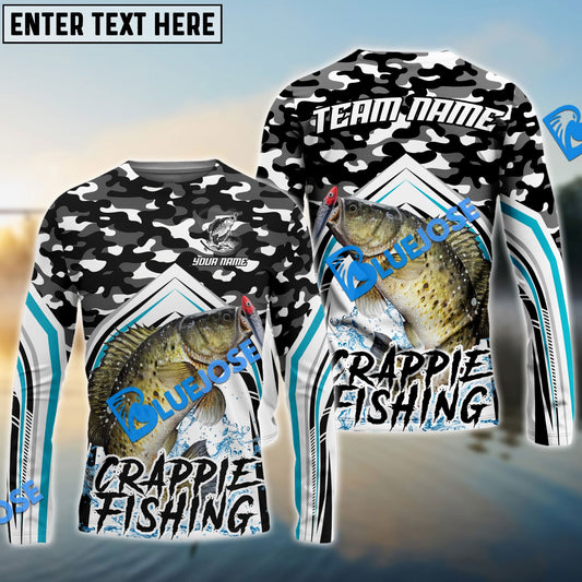 Frenzidea Crappie Fishing Black Camo Sport Custom Name & Team Name 3D Shirts
