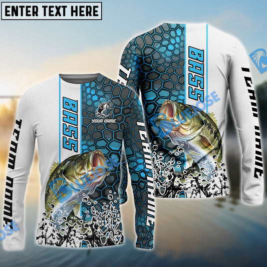 Frenzidea Bass Fishing Blue Fin Bling Camo Sport Custom Name & Team Name 3D Shirts