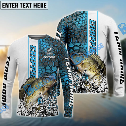 Frenzidea Crappie Fishing Blue Fin Bling Camo Sport Custom Name & Team Name 3D Shirts