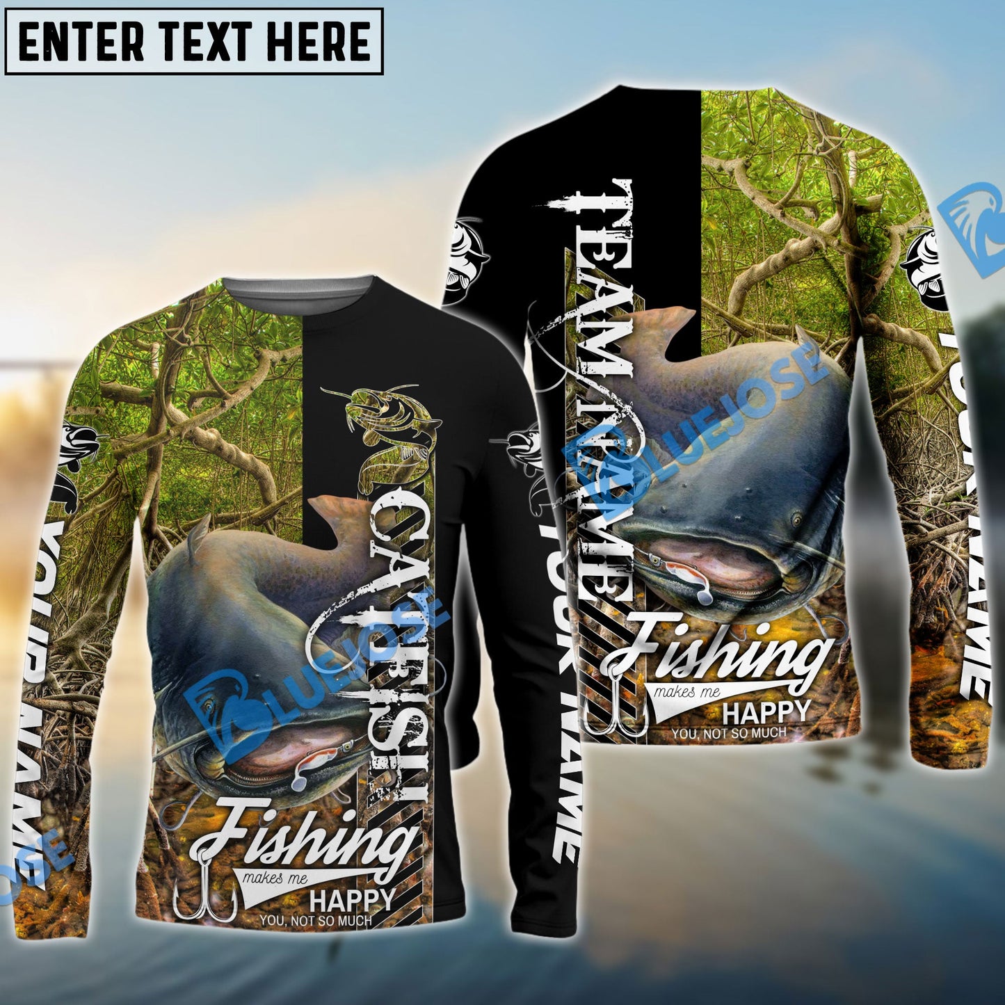 Frenzidea Catfish Fishing Jungle Camo Custom Name & Team Name 3D Shirts