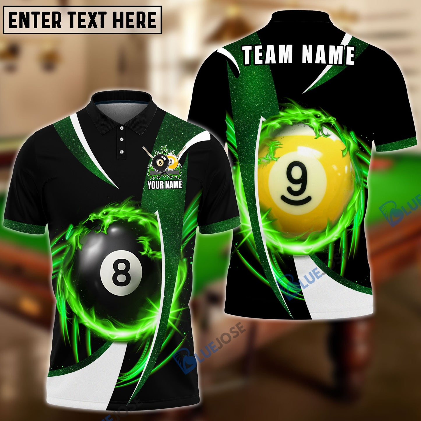 Frenzidea Billiards Ball 8 And 9 Wind Blade Personalized Name, Team Name Unisex Shirt ( 6 Colors )