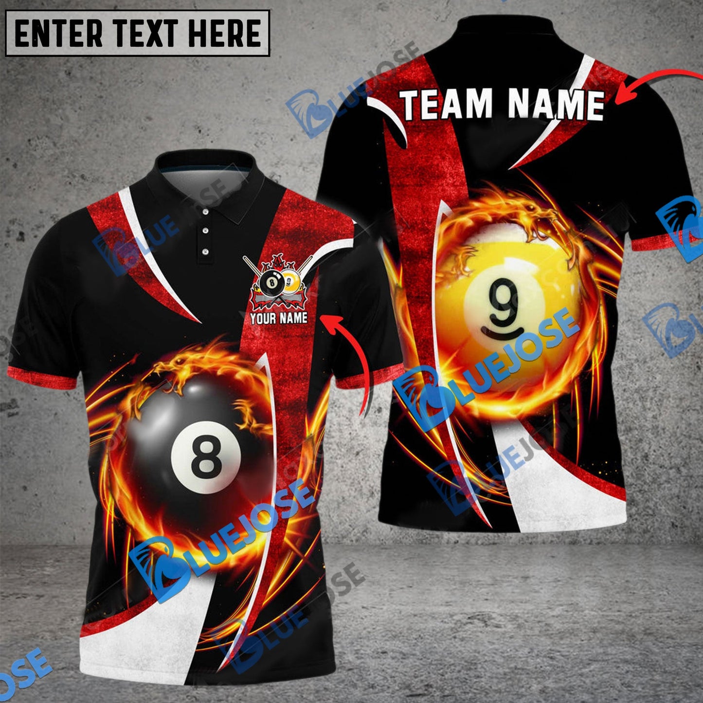 Frenzidea Billiards Ball 8 And 9 Wind Blade Personalized Name, Team Name Unisex Shirt ( 6 Colors )