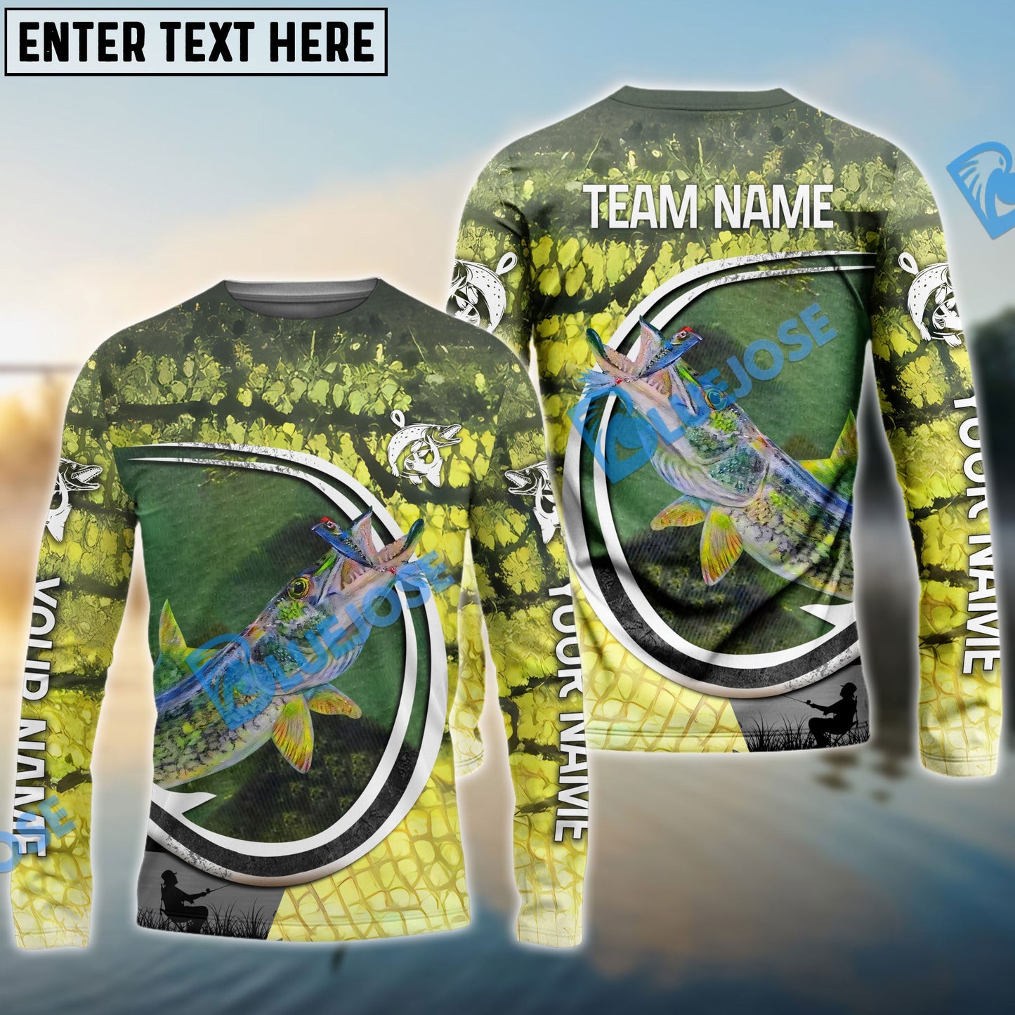 Frenzidea Chain Pickerel Fishing Hook Skin Custom Long Sleeves Fishing Shirt
