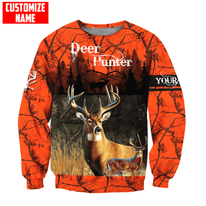 Frenzidea Personalized Name Deer Hunting Orange Green Camo 3D Shirts