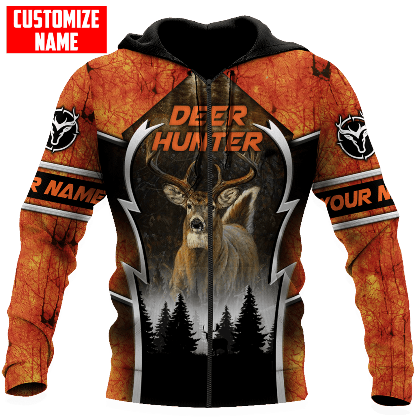 Frenzidea Personalized Deer Hunting Hunter Orange Camo 3D Shirts