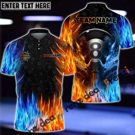 Frenzidea Billiards Water & Fire Personalized Name, Team Name 3D Shirt