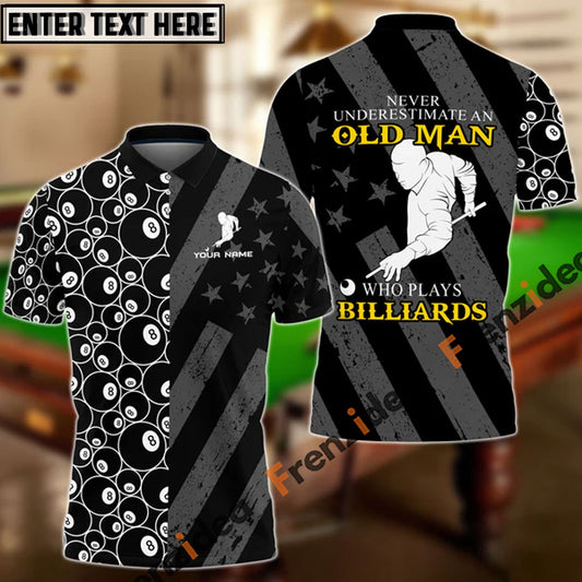 Frenzidea An Old Man Plays Billiards Personalized Name 3D Shirt