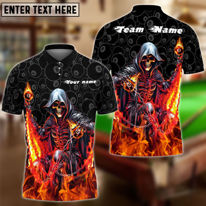 Frenzidea Billiards 8 Ball Chain Reaper Personalized Name, Team Name Unisex Shirt ( 4 Colors )