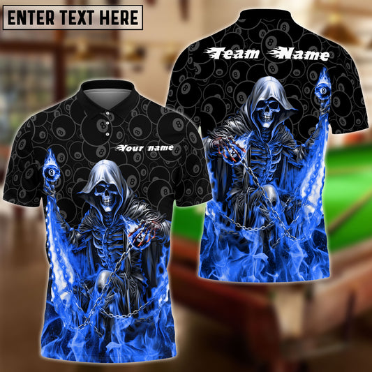 Frenzidea Billiards 8 Ball Chain Reaper Personalized Name, Team Name Unisex Shirt ( 4 Colors )