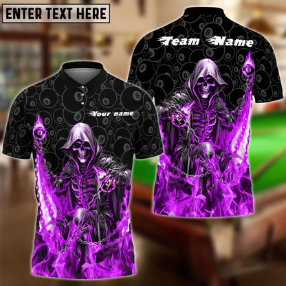 Frenzidea Billiards 8 Ball Chain Reaper Personalized Name, Team Name Unisex Shirt ( 4 Colors )