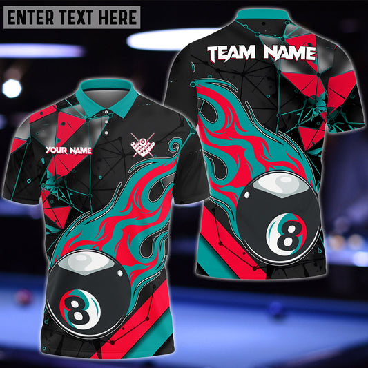 Frenzidea Billiards 8 Ball Peaceful Fire Personalized Name, Team Name Shirt