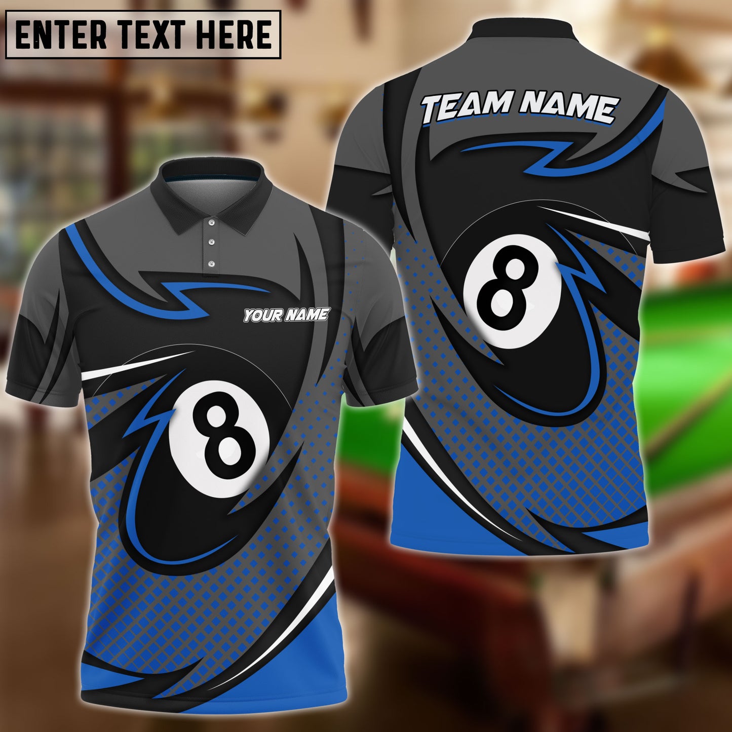 Frenzidea Billiards 8 Ball Pool Personalized Name, Team Name Unisex Shirt ( 6 Colors )