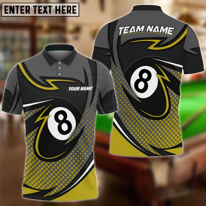 Frenzidea Billiards 8 Ball Pool Personalized Name, Team Name Unisex Shirt ( 6 Colors )