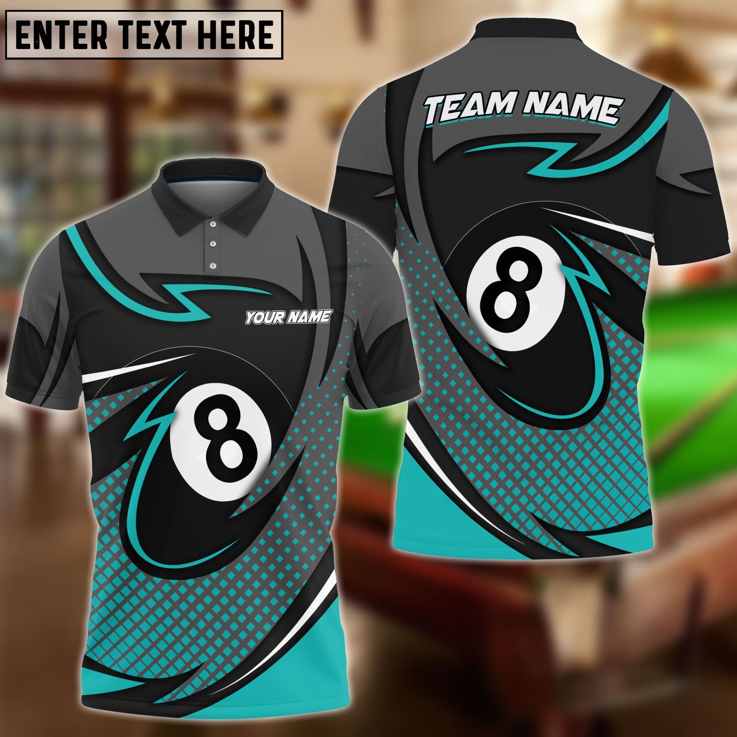 Frenzidea Billiards 8 Ball Pool Personalized Name, Team Name Unisex Shirt ( 6 Colors )
