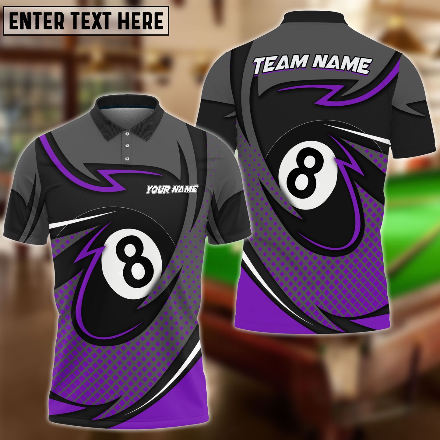 Frenzidea Billiards 8 Ball Pool Personalized Name, Team Name Unisex Shirt ( 6 Colors )