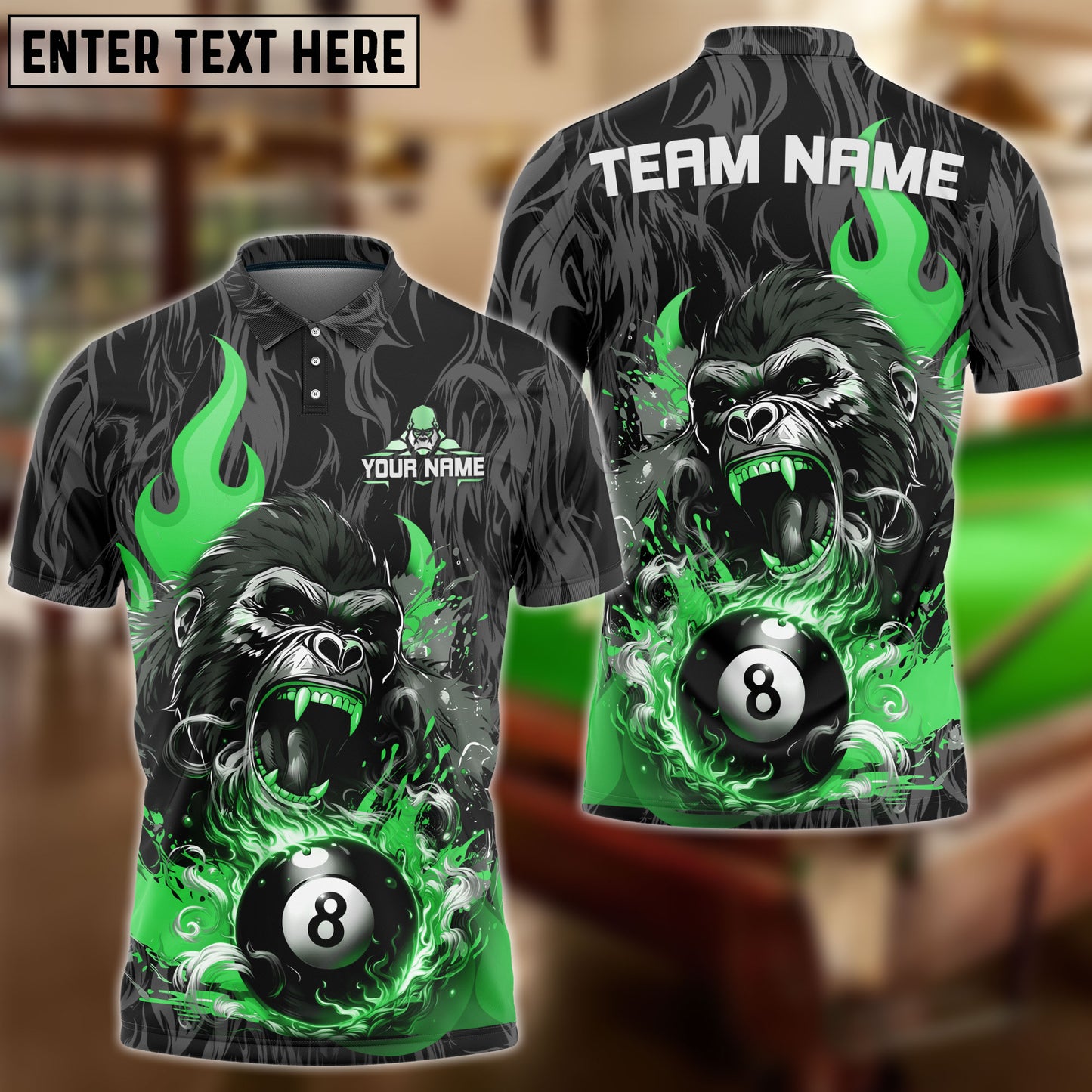 Frenzidea Billiards 8 Ball Versus Kong Personalized Name, Team Name Unisex Shirt ( 4 Colors )