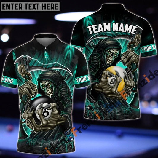 Frenzidea Billiards Green Reaper Personalized Name, Team Name Unisex Shirt
