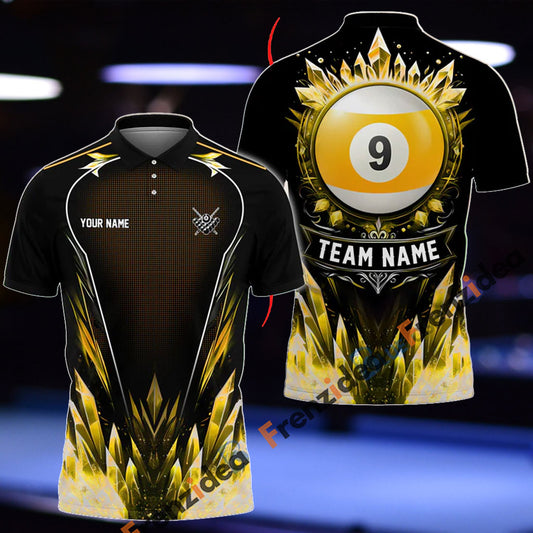 Frenzidea Billiards 9-Ball Stone Personalized Name, Team Name Shirt