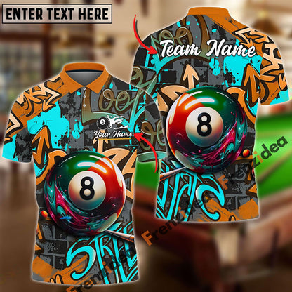 Frenzidea Billiards Ball 8 Graffiti Street Personalized Name, Team Name Unisex Shirt ( 4 Colors )