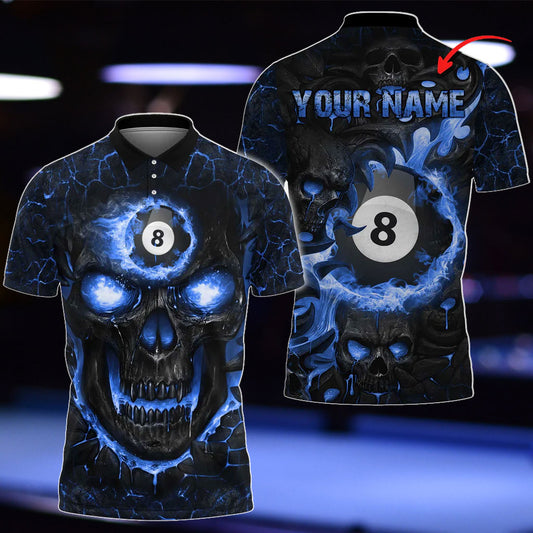 Frenzidea Billiards Ball 8 Hell Flame Skull Personalized 3D Shirt ( 4 Colors )