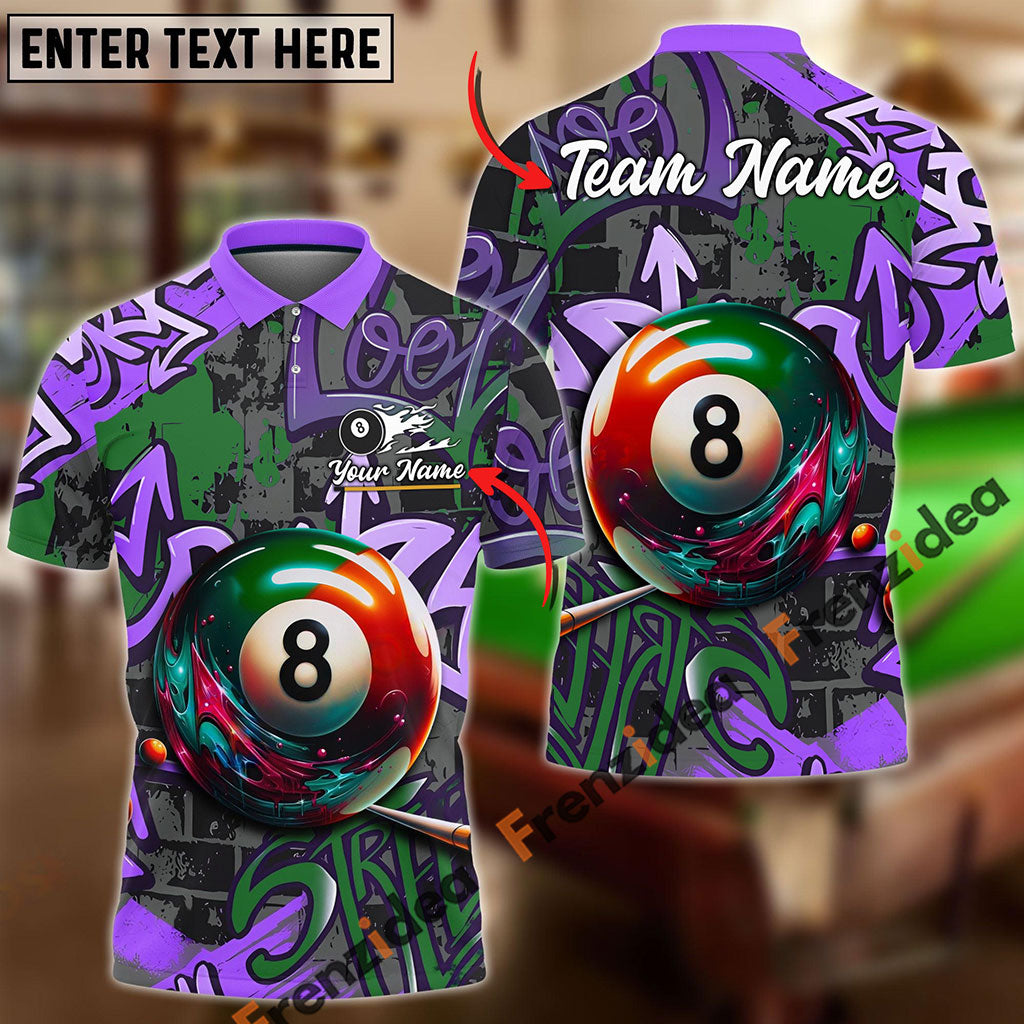 Frenzidea Billiards Ball 8 Graffiti Street Personalized Name, Team Name Unisex Shirt ( 4 Colors )