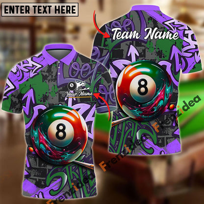 Frenzidea Billiards Ball 8 Graffiti Street Personalized Name, Team Name Unisex Shirt ( 4 Colors )