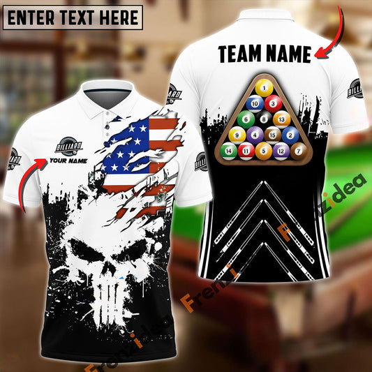 frenzidea Billiards Ball 8 Punished Skull Personalized Name, Team Name Unisex Shirt ( 6 Colors )