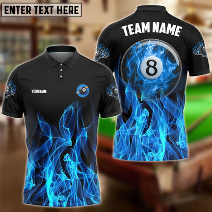 Frenzidea Billiards Ball 8 Heavenly Flame Personalized Name, Team Name Unisex Shirt ( 4 Colors )