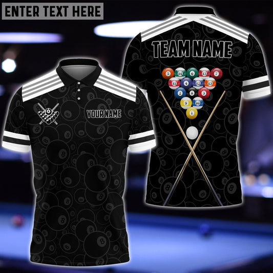 Frenzidea Billiards Black & White Personalized Name Shirt