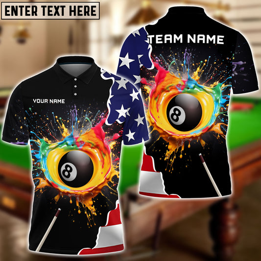 Frenzidea Billiards Colorful Paint USA Flag Personalized 3D Shirt