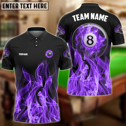 Frenzidea Billiards Ball 8 Heavenly Flame Personalized Name, Team Name Unisex Shirt ( 4 Colors )