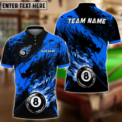 Frenzidea Billiards Ball 8 Ink Fire Dragon Personalized Name, Team Name Unisex Shirt ( 6 Colors )