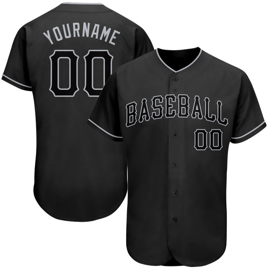 Frenzidea Custom Black Black-Gray Authentic Baseball Jersey