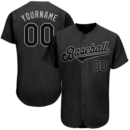 Frenzidea Custom Black Black-Gray Authentic Baseball Jersey
