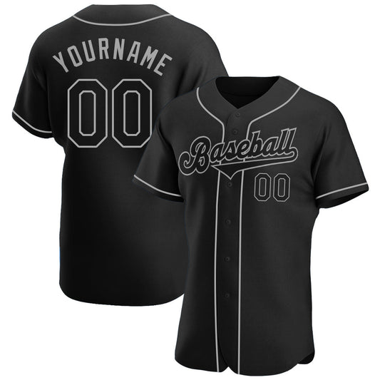 Frenzidea Custom Black Black-Gray Authentic Baseball Jersey
