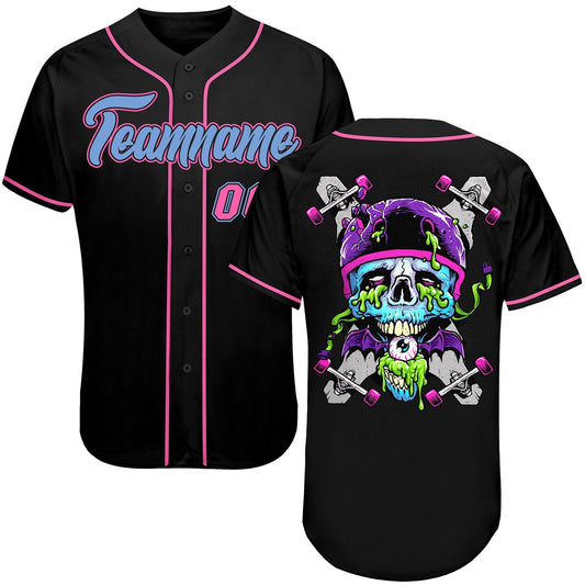 Frenzidea Custom Black Light Skull Fashion Baseball Jersey