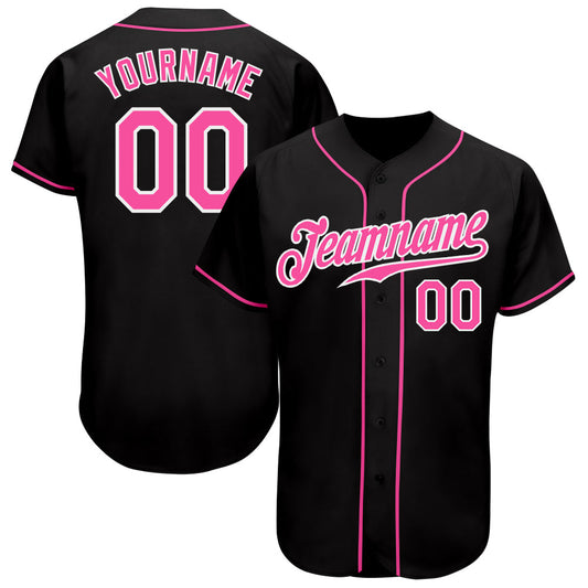 Frenzidea Custom Black Pink-White Authentic Baseball Jersey